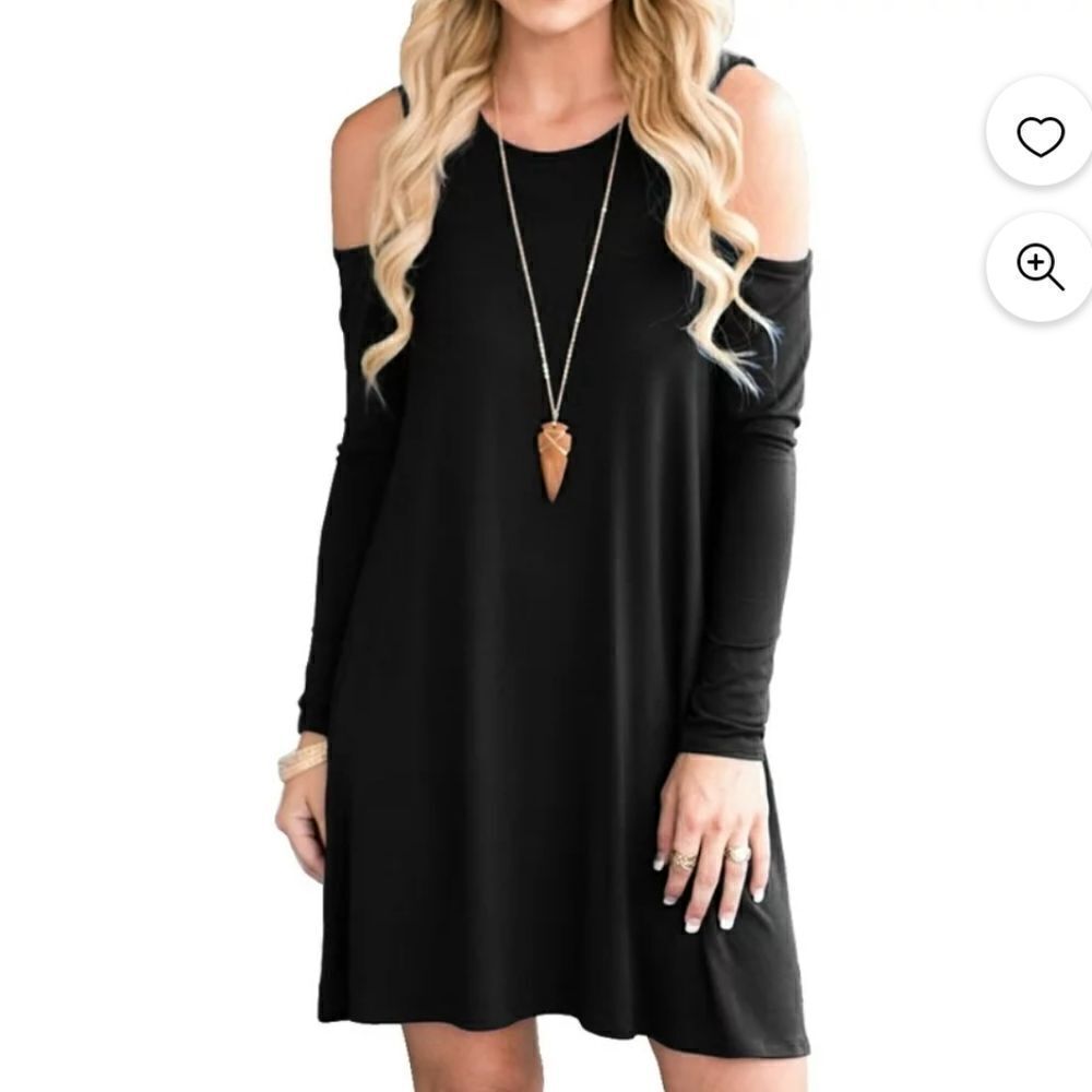 Qixing black simple dress
